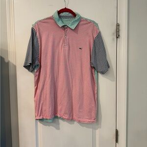 Vineyard Vines Men's Polo Shirt - Pink, Navy, and Mint